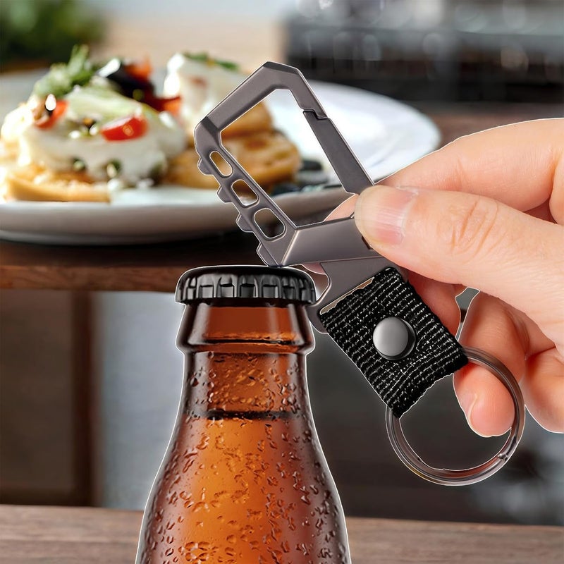 Pxvikis Metal heavy duty key chain carabiner clip bottle opener wrist lanyard ring car key fob unisex for men and women - Image 3